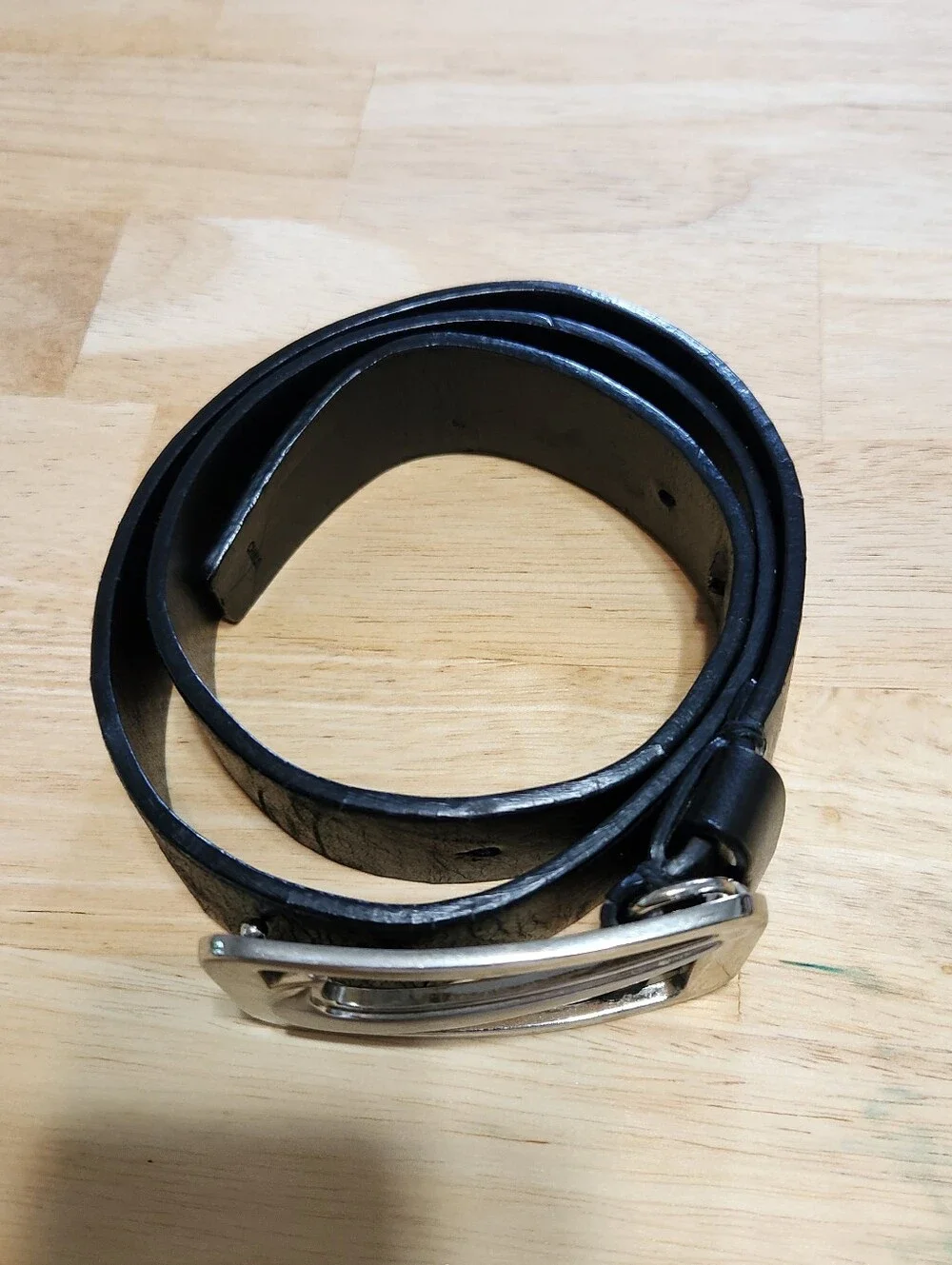 Vintage Nike Golf Silver Swoosh Buckle Black Belt Mens 34 Faux Leather 11034